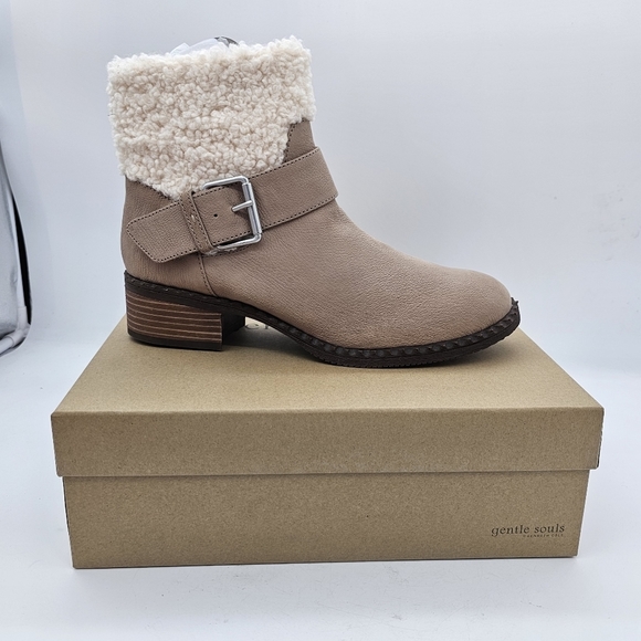 Gentle Souls by Kenneth Cole Womens Boot Best Slit Moto Cozy Mushroom 10 - Picture 11 of 11